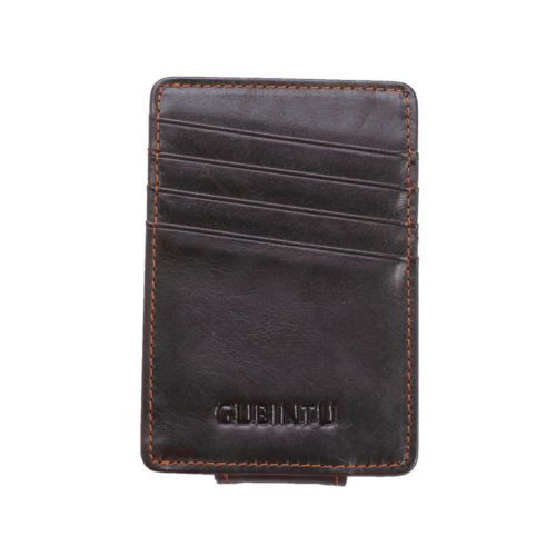 WALLET Leather Money Clip Wallet - Dark Brown